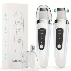 Ultrasonic Facial Skin Scrubber - White